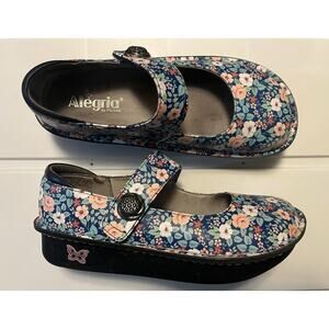 ALEGRIA Paloma Springer Shoe US 8-8.5 Floral Leather Mary Jane Comfort PAL-7707